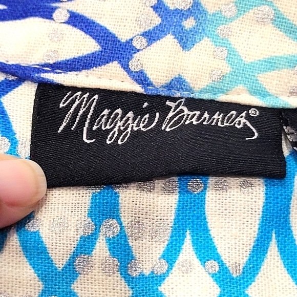 2X MAGGIE BARNS Linen Blend Geometric Rhinestone  Open Front Blazer - Picture 7 of 8